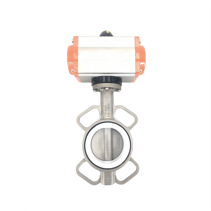 Pneumatic Wafer Stainless Steel PTFE Butterfly Valve