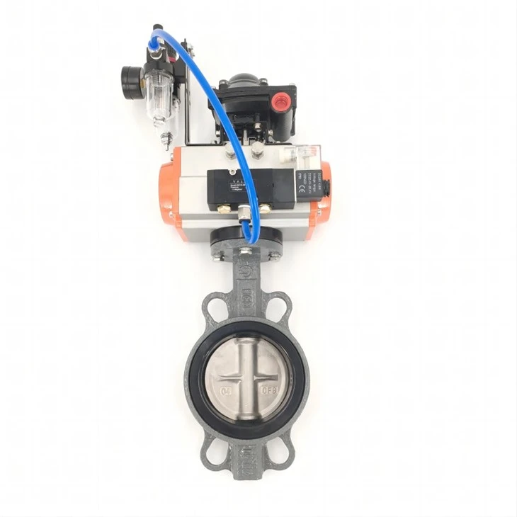 Vanne papillon pneumatique en acier moulé de type Wafer